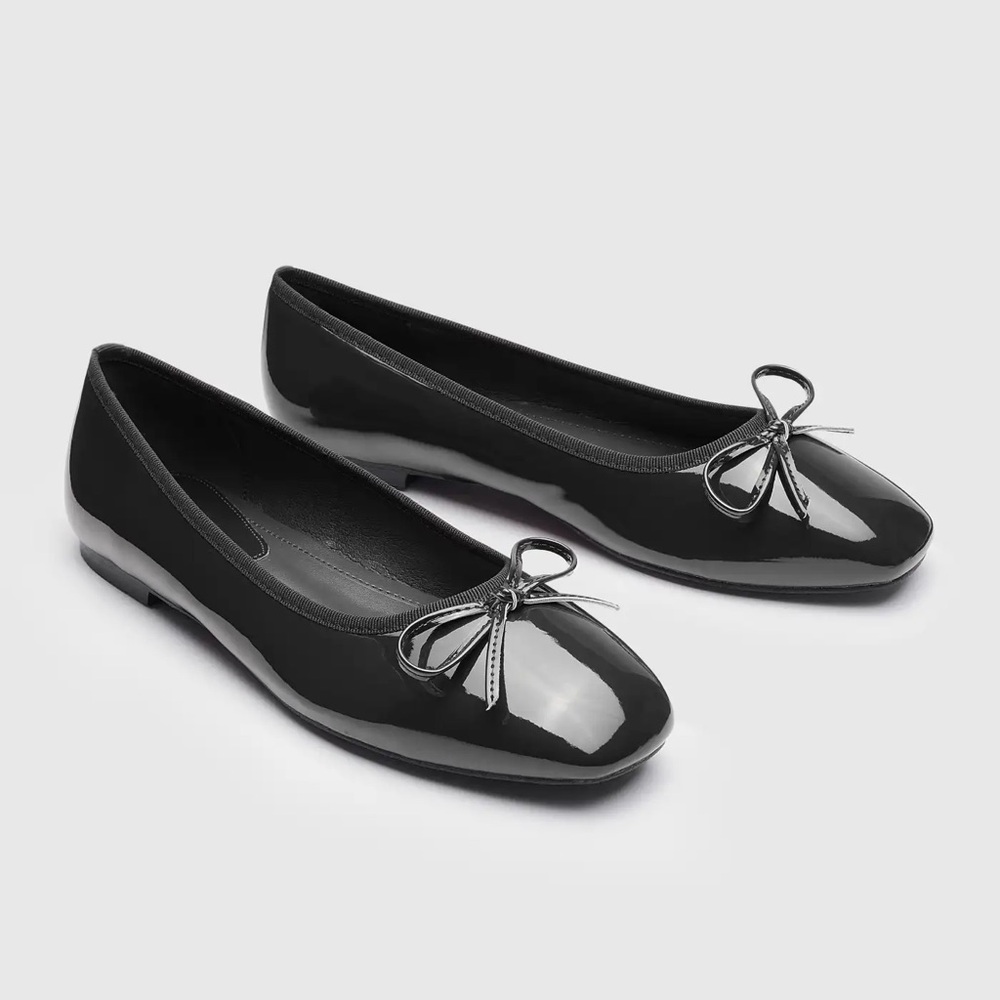 Cider Black Bow Ballet Flats Size 8